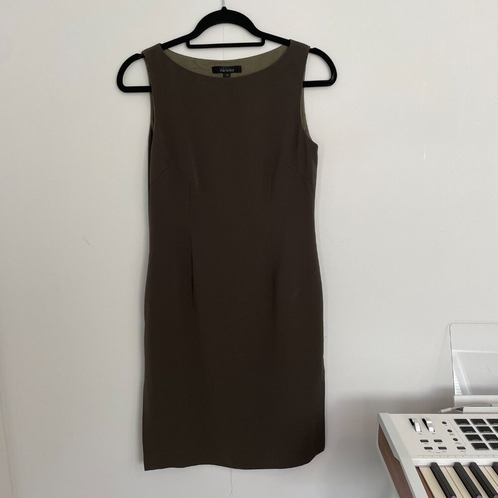 Elegant Olive Green Boatneck Dress | Sleeveless